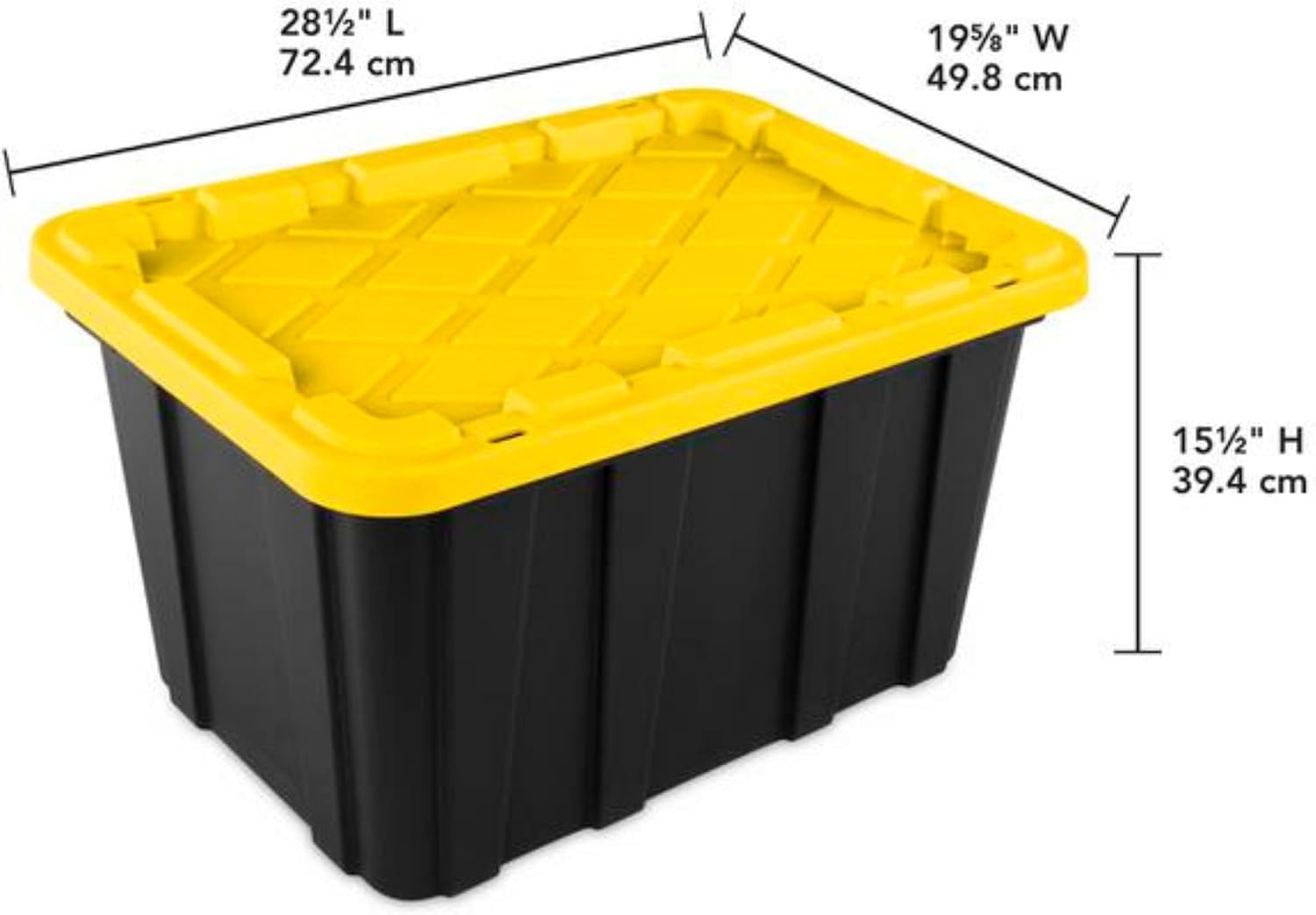 Sterilite Industrial Storage Tote with Lids for Garage. 27 Gallon. 4-Pack | Heavy-Duty and Stackable Utility Box Containers for Home. Office. and Basement Organization. Black/Yellow - Image 2